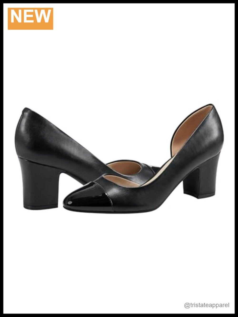 Women's Faux Leather D'Orsay Block Heel Pumps Slip-On